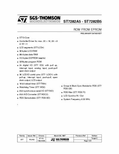 SGS-Thomson ST7282A5 ROM FROM EPROM ST7282A5 - ST7282B5