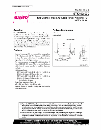 Sanyo STK402-120 Datasheet