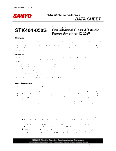 Sanyo STK404-050S 30 WRMS Mono Channel Module Power Amplifier 0.4% DHT