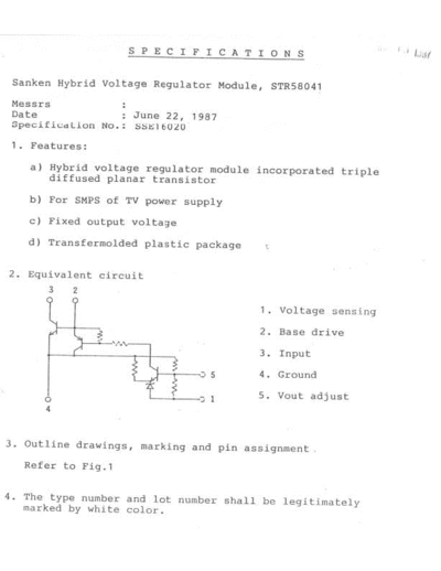 SANKEN STR-58041 SANKEN HYBRID VOLTAGE REGULATOR