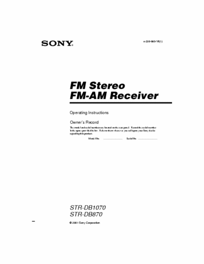 Sony str-db1070 User manual