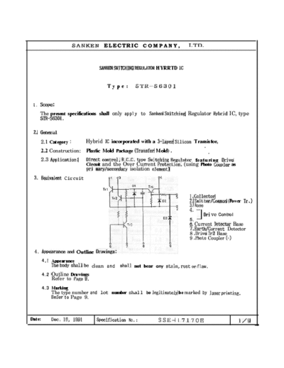 Sanken STR-S6301 Hybrid JC incorporated with a S-layer Silkon Transistor