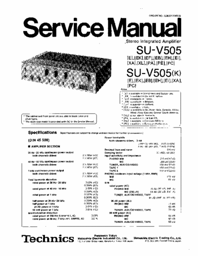 technics su-v505 service manual