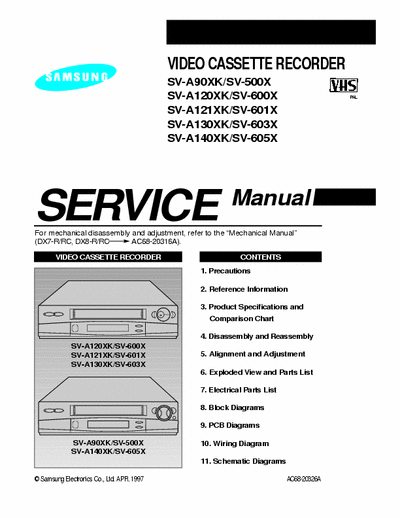 Samsung SV-A90XK, SV-500X, SV-A120XK, SV-600X, SV-A121XK, SV-601X, SV-A130XK, SV-603X, SV-A140XK, SV-605X Schematic Diagram - VHS Recorder -  (2.912Kb) pag.16