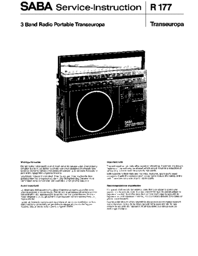 Saba 3 Band Radio Portable Transeuropa service manual