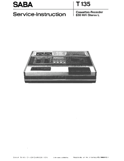 Saba Cassetten-Recorder 836 hifi stereo L service manual