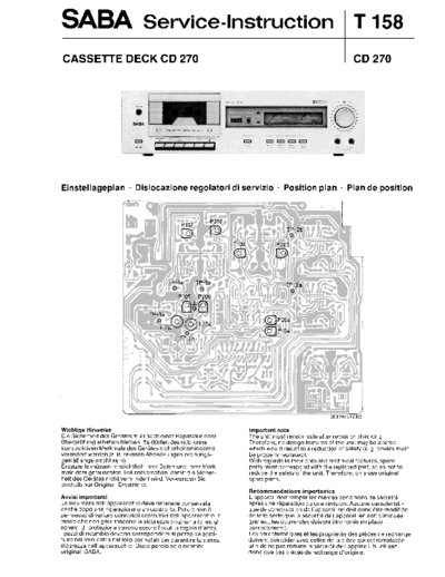 Saba Cassette Deck CD 270 service manual