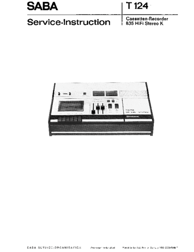 Saba Cassetten-Recorder 835 Stereo K service manual