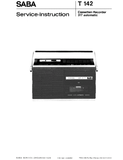 Saba Cassetten Recorder CR 317 service manual