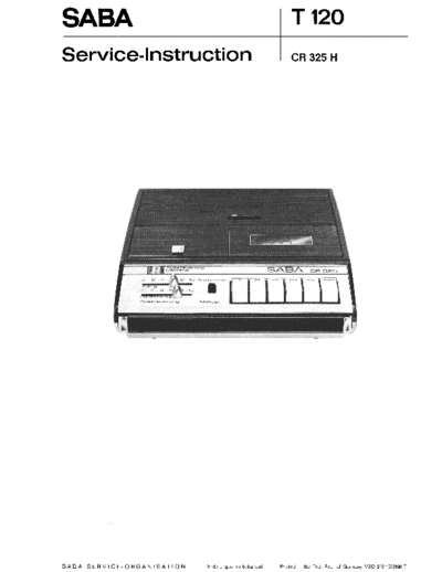 Saba Cassetten Recorder CR 325 service manual