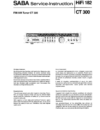 Saba FM-AM Tuner CT 300 service manual
