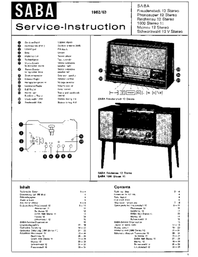 Saba Freudenstadt 12 stereo service manual