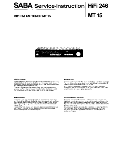 Saba MT 15 service manual