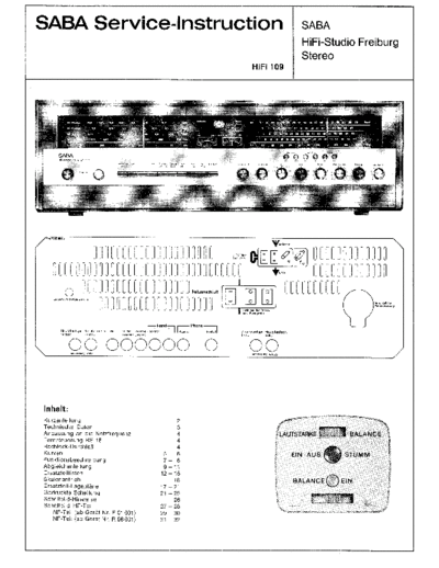 Saba HiFi Studio Freiburg Stereo service manual