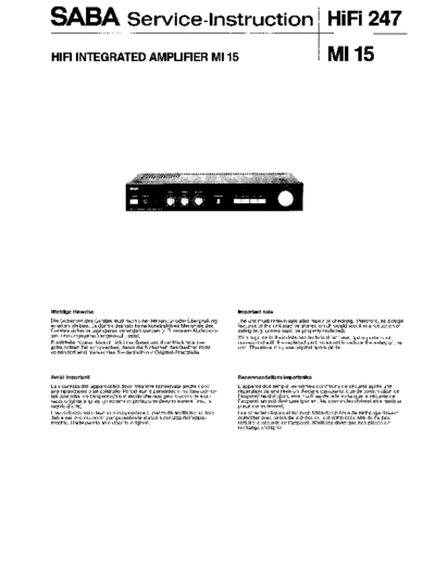 Saba HiFi integrated Amplifier MI 15 service manual