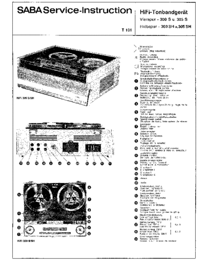 Saba hifi tonbandgeraet 300 S 305 S service manual