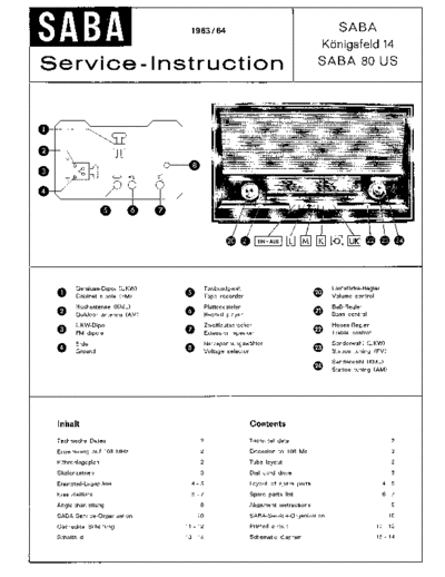 saba Koenigsfeld 14 SABA 80 US service manual