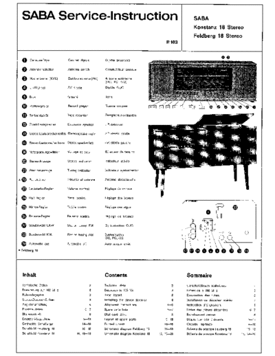 Saba Konstanz 18 Stereo 18 Feldberg 18 Stereo service manual