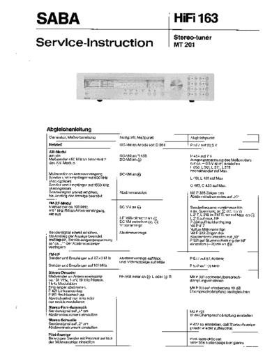 Saba Stereo Tuner MT 201 service manual