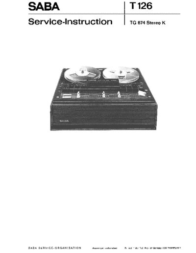 Saba TG 674 stereo K service manual