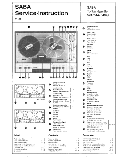 Saba Tonbandgeraete 524/544/546 G service manual