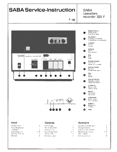 Saba cassettenrecorder 320 F service manual