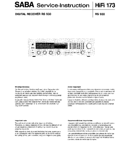 Saba digital receiver RS 930 service manual