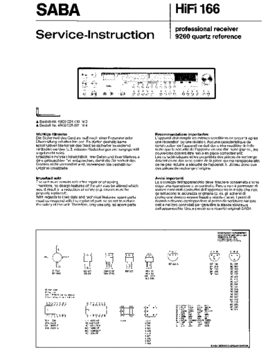 Saba Freudprofessional receiver 9260enstadt 125 Stereo service manual