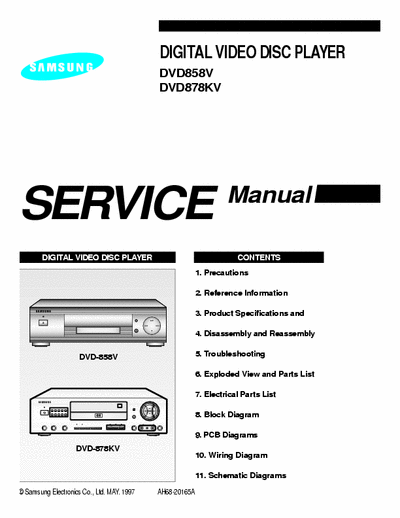 Samsung DVD858V DIGITAL VIDEO DISC DVD PLAYER
DVD858V
DVD878KV