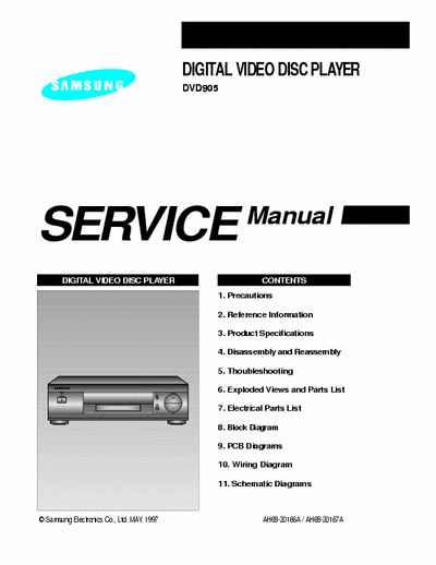 Samsung DVD-905 DIGITAL VIDEO DISC DVD PLAYER
DVD905