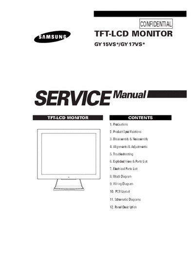 Samsung GY15VS* and GY17VS* GY15VS and GY17VS Service Manual. Samsung SyncMaster