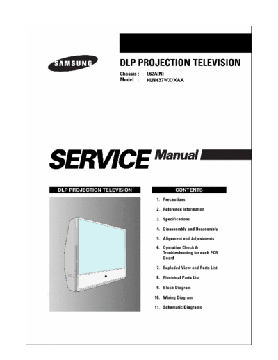 Samsung HLN437WX/XAA Samsung HLN437WX-XAA (Chassis L62A(N)) (Service Manual)