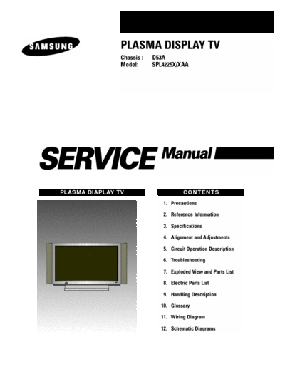 Samsung SPL4225X/XAA Samsung SPL4225X/XAA (Chassis D53A) (Service Manual)