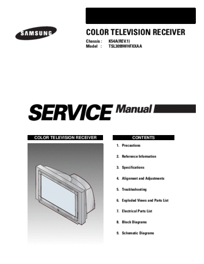 Samsung TSL3099WHFXXAA Samsung TSL3099WHFXXAA (Chassis K54A(REV.1)) (Service Manual)