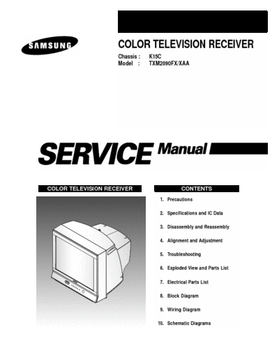  TXM2090FX/XAA Samsung TXM2090FX/XAA (Chassis K15C) (Service Manual)