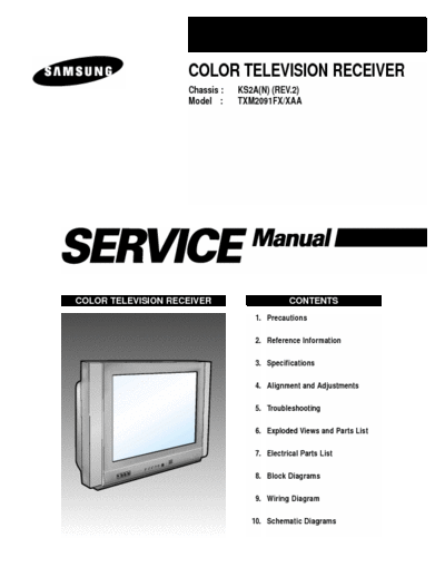Samsung TXM2091FX/XAA Samsung TXM2091FX/XAA (Chassis KS2A(N) (REV.2)) (Service Manual)