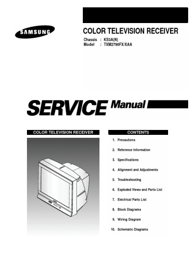 Samsung TXM2790FX/XAA Samsung TXM2790FX/XAA (Chassis KS3A(N)) (Service Manual)