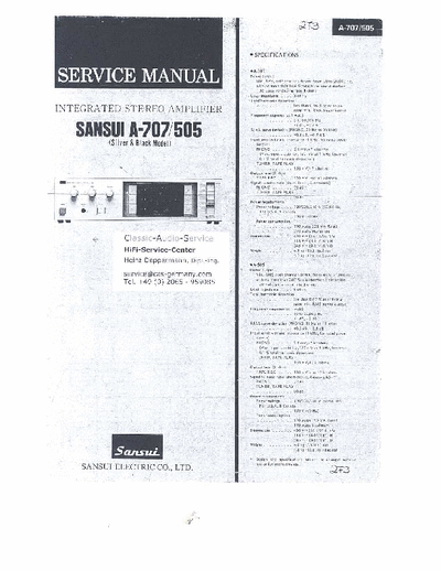 sansui a707/505 sansui a-707/505 service manual