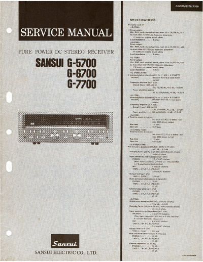 Sansui G5700, G6700, G7700 receiver