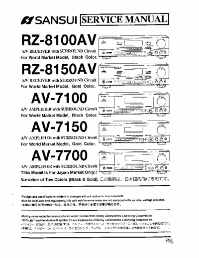 Sansui RZ8100, AV7100, AV7700 receiver