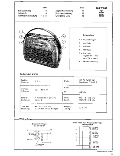 Schaub-Lorenz Golf T 200 service manual