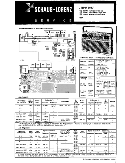 Schaub-Lorenz Teddy 80 K service manual