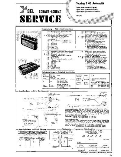 Schaub-Lorenz Touring t 40 automatik service manual