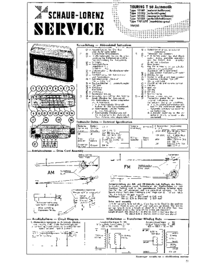 Schaub-Lorenz Touring T 50 automatik service manual