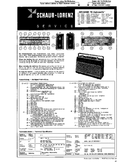 Schaub-Lorenz Touring T 70 automatik service manual