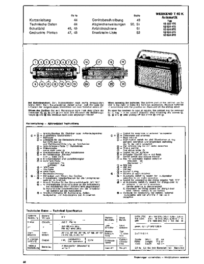Schaub-Lorenz Weekend T 60 K Automatik service manual