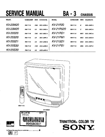 sony KV20M20 Service Manual