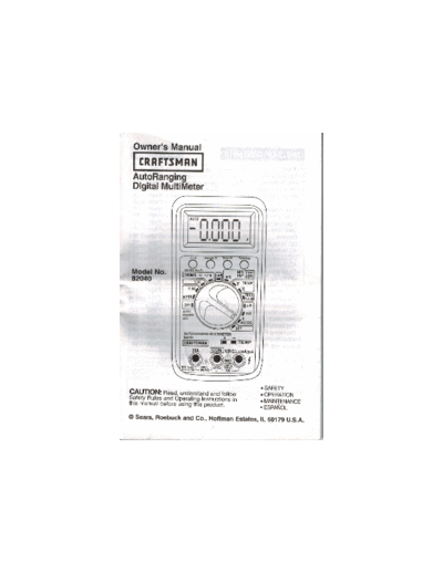 Sears 82040 Sears Craftsman Digital auto ranging multi meter