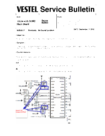 Vestel  Service Bulletin - MB62 Sound IC Problem