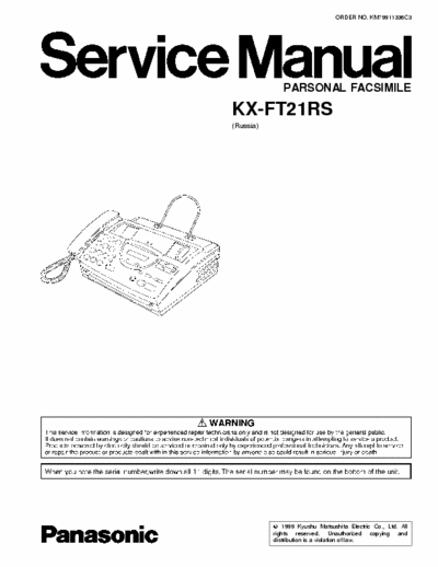 panasonic KX-FT21 Service Manual KX-FT21RS, 2parts archive, part1
